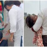चिराग पासवान घायल महिला की मदद करते हुए