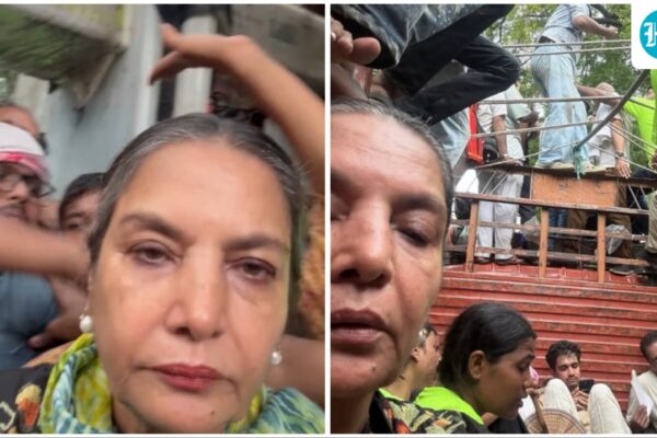 शबाना आज़मी दिल्ली में शिक्षा मंत्री के खिलाफ प्रदर्शन में भाग लेते हुए