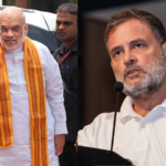 राहुल गांधी और अमित शाह के बीच राजनीतिक बहस का दृश्य