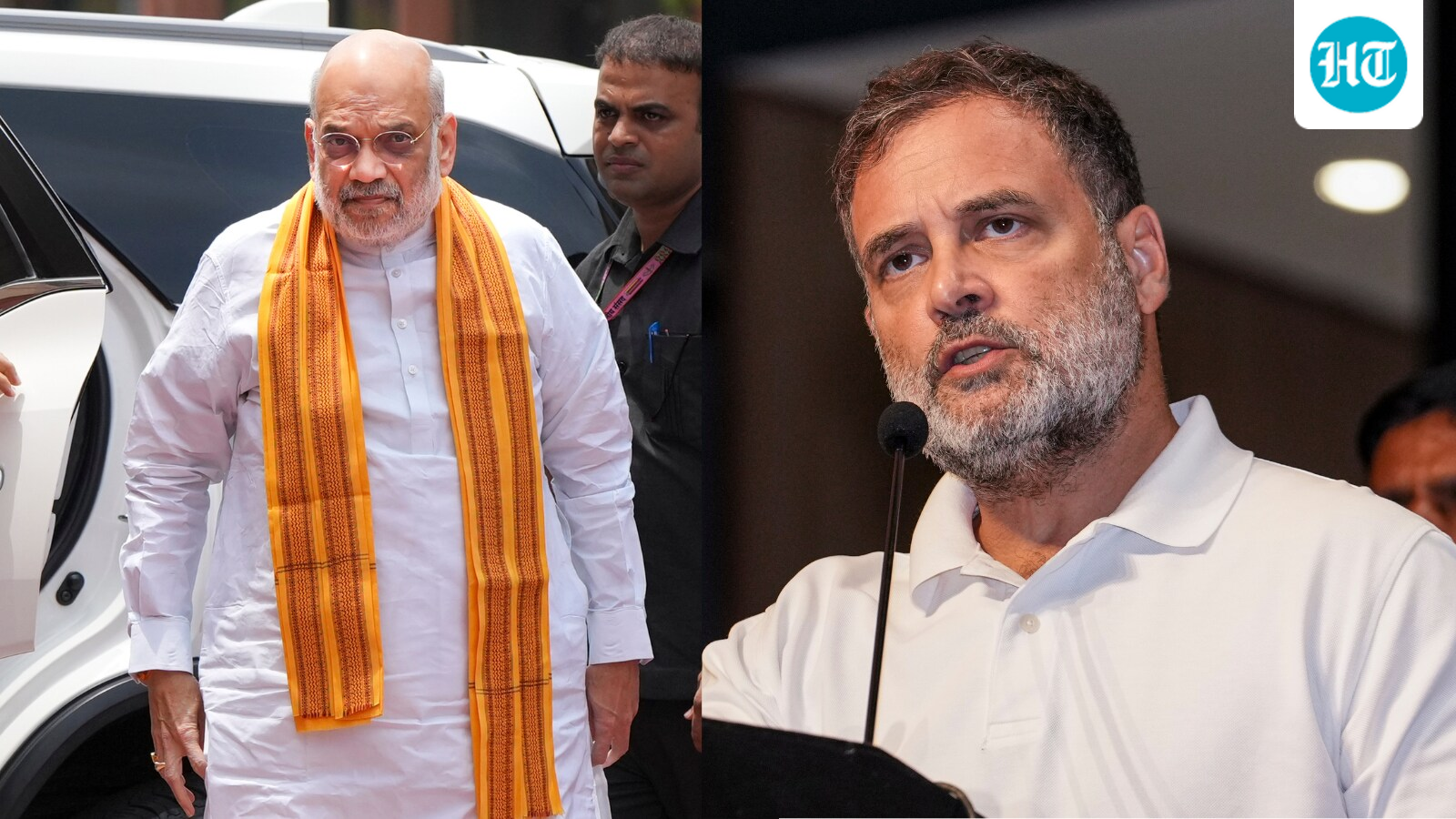 राहुल गांधी और अमित शाह के बीच राजनीतिक बहस का दृश्य